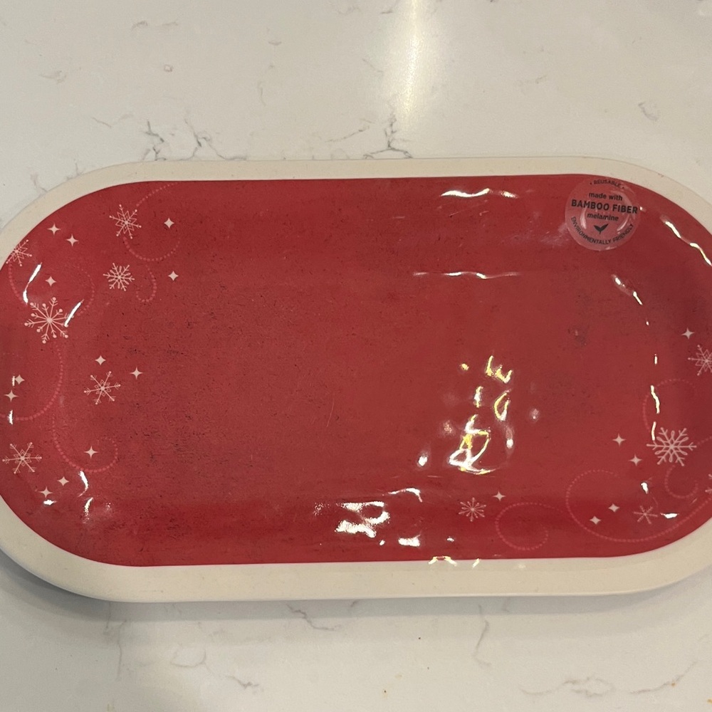 NWT Demdaco Melamine Red Holiday Serving Tray